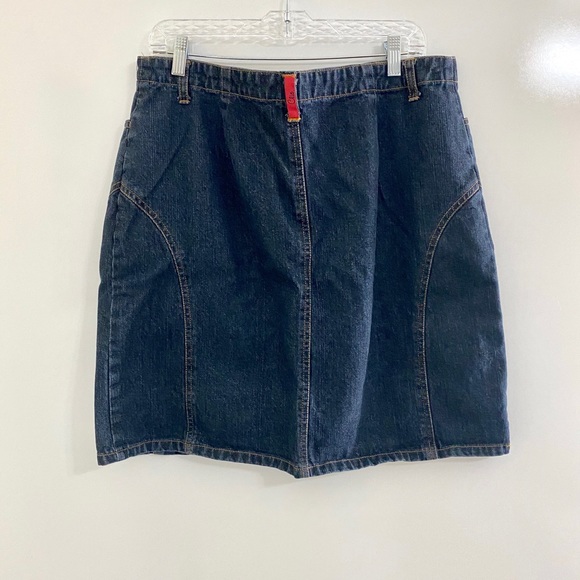 Clio Dark Wash Jean Lace Up Skirt Size 16 - Picture 2 of 5